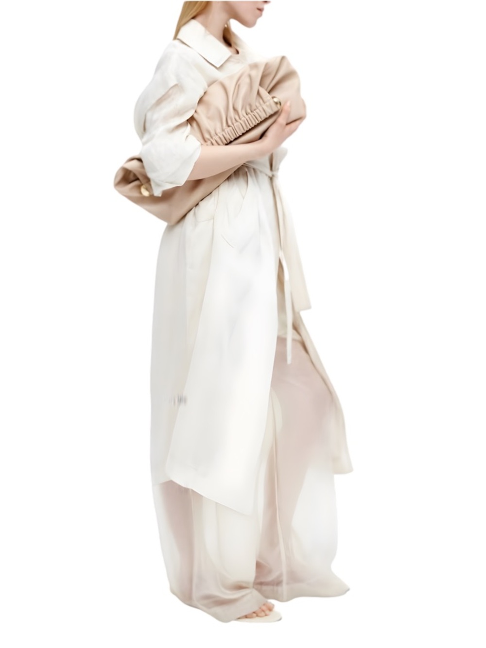 🥥H&M Ramie Trench Coat in Coconut, Size Medium